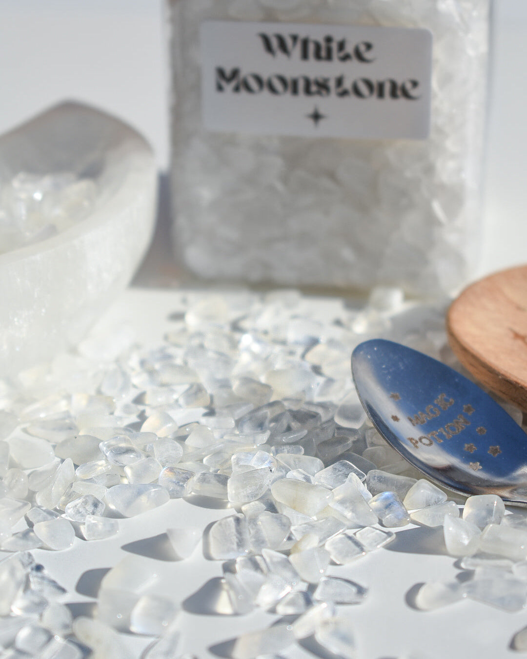 White Moonstone Crystal Chips