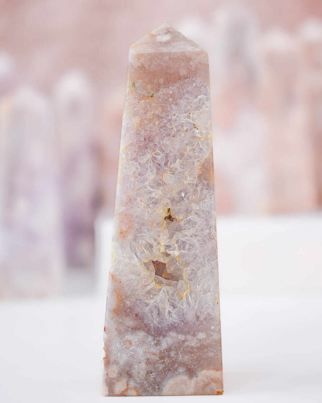 Flower Agate x Pink Amethyst Tower B