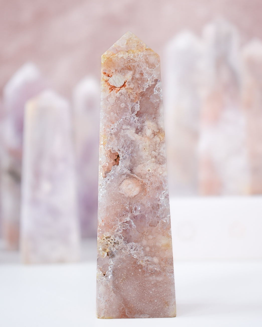 Flower Agate x Pink Amethyst Tower C