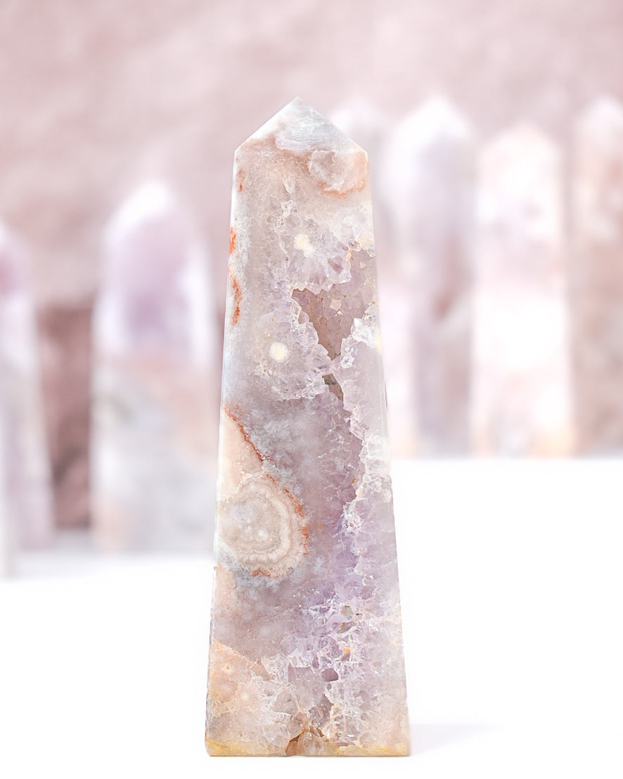 Flower Agate x Pink Amethyst Tower R