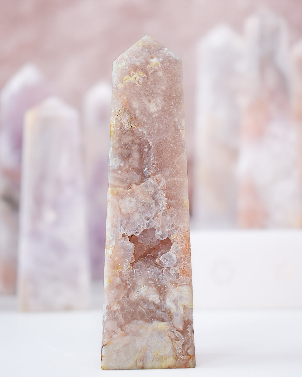 Flower Agate x Pink Amethyst Tower C