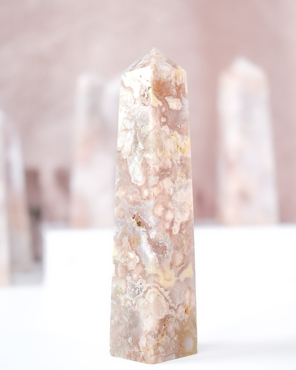 Flower Agate x Pink Amethyst Tower P