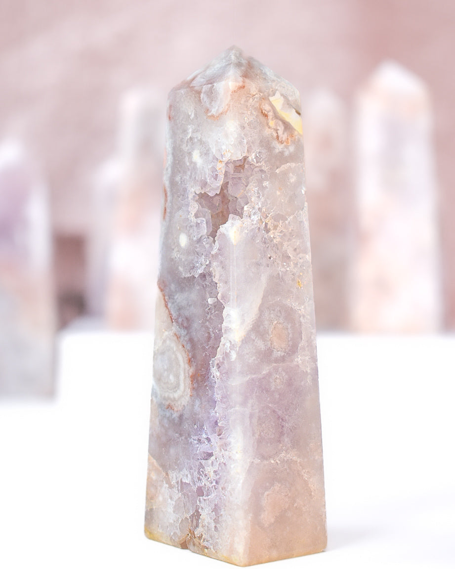 Flower Agate x Pink Amethyst Tower R